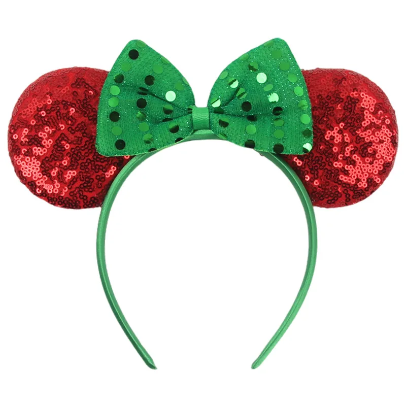 Christmas Mickey headband candy sequins bow ears hair accessories snowman Christmas party outfit headwear