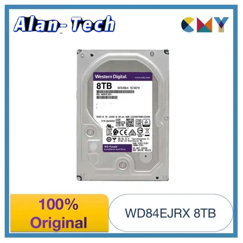 Weste-disco duro rn-digital w-d Purple /8T 100% HDD, dispositivo de vigilancia de seguridad, SATA 3,5 rpm, 7200 Original