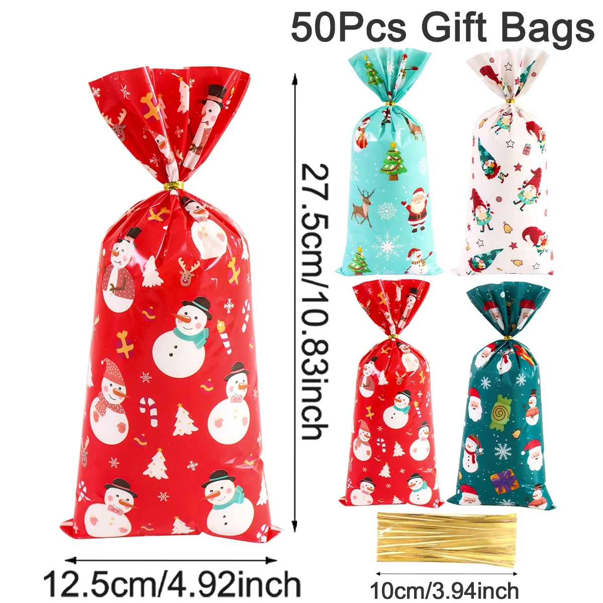 25/50/100 Stück Weihnachts-Süßigkeitentüten Weihnachtsmann-Keks-Verpackungsbeutel Weihnachtsdekoration 2025 Geschenktüten für Partyzubehör – Detail 11