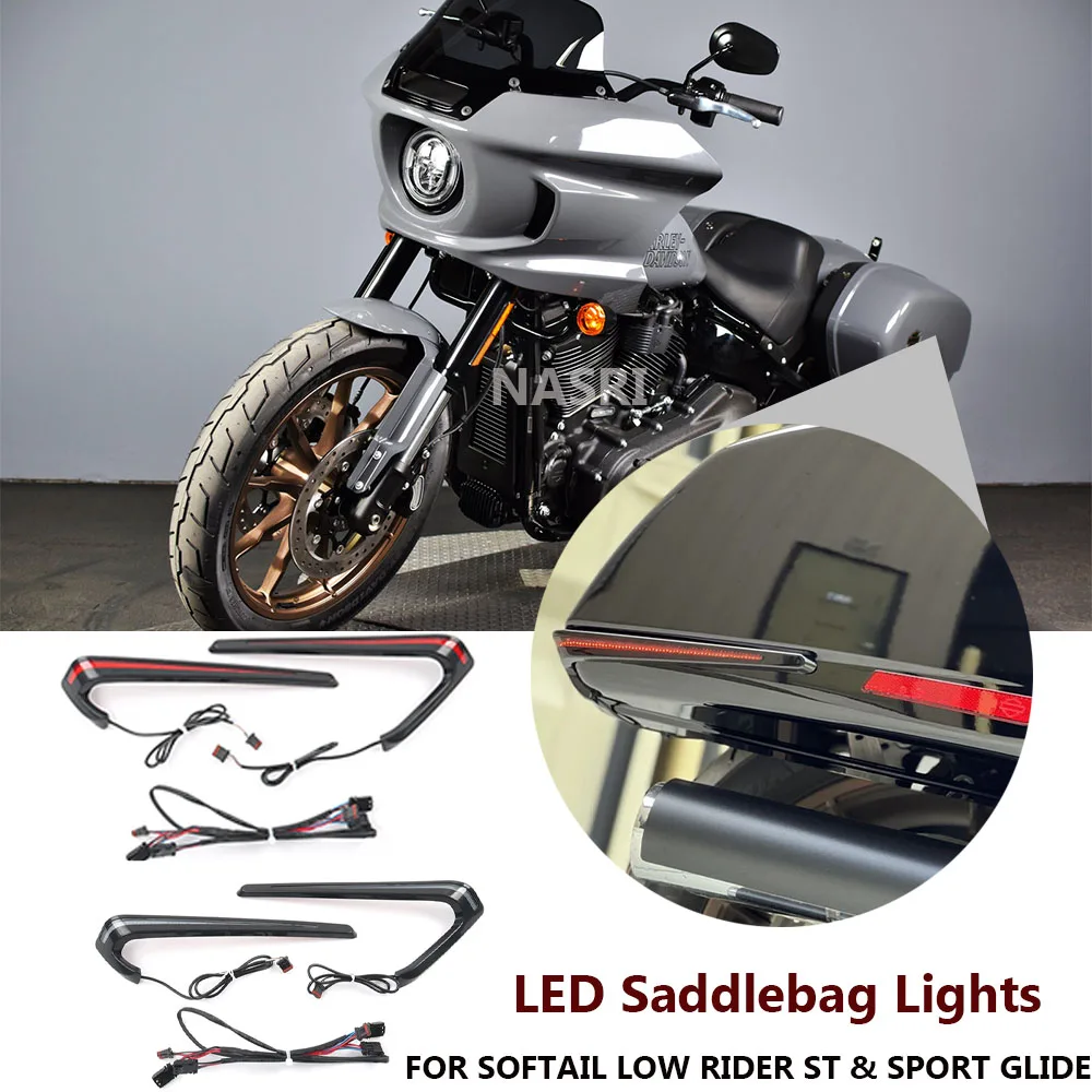 

FOR Harley SOFTAIL LOW RIDER ST FXLRST El Diablo FXRST SPORT GLIDE Red Tracer Rear Saddlebag LED Indicator Run Turn Brake Lights