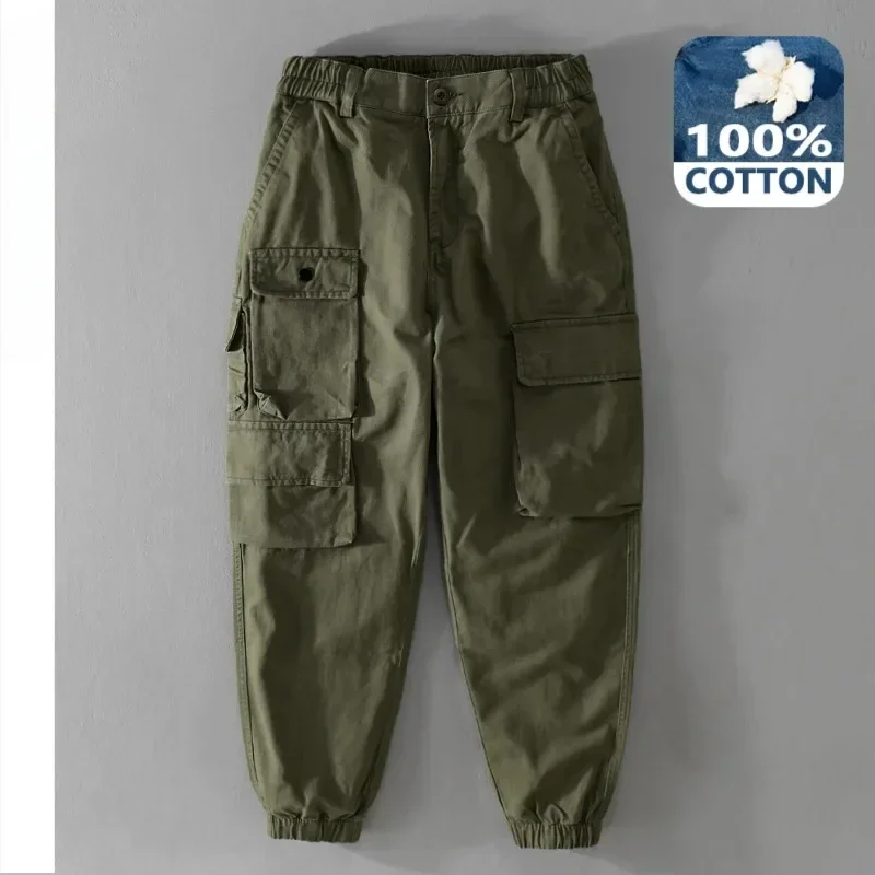 

Spring and Autumn New 100% Cotton Retro Cargo Pants Men Clothing Loose Streetwear Jogger Pants Men Trousers DN7621