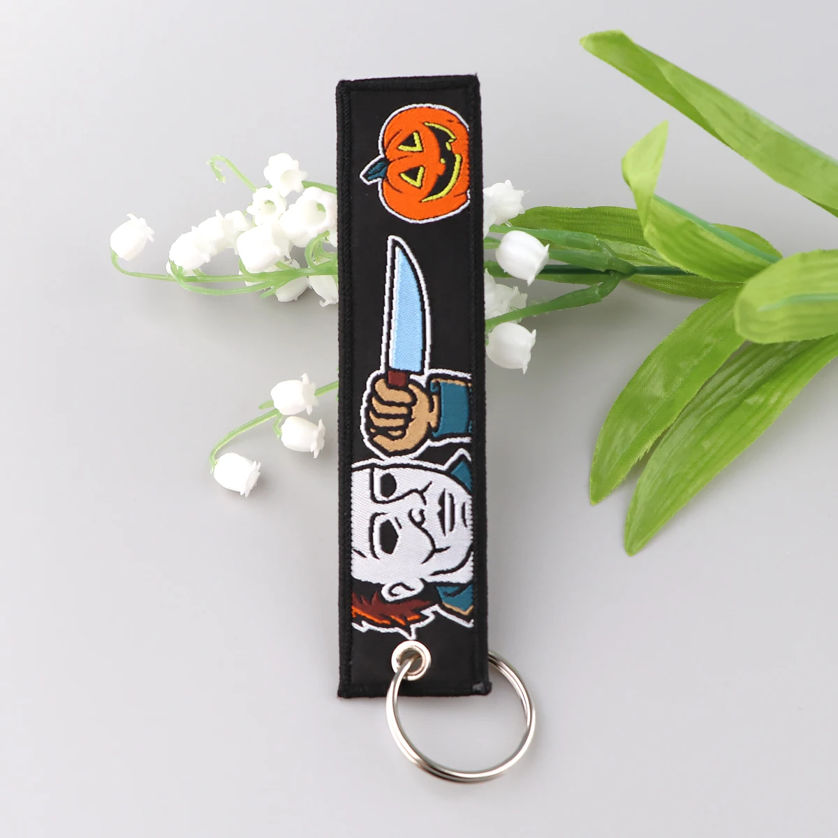 هالوين الرعب التطريز النفاثة العلامات القتلة العلامات الرئيسية الدراجات النارية سيارات المفاتيح للأصدقاء تزين حلقات المفاتيح اكسسوارات الهدايا