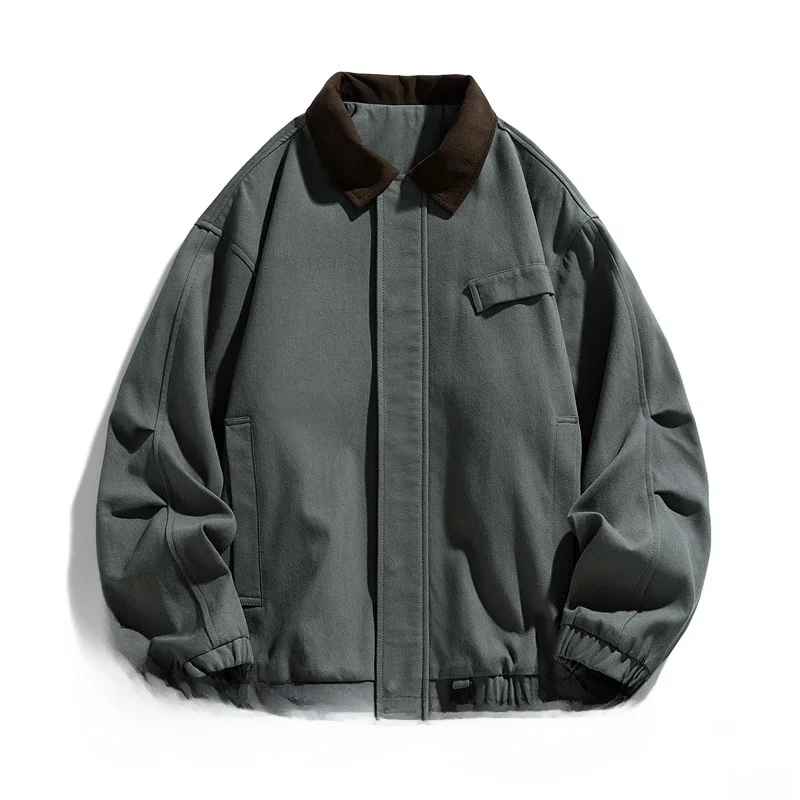 

Свободная куртка с длинными рукавами и воротником в стиле ретро, уличная повседневная одежда, весенне-осенняя, хлопковая, молодежная, модная верхняя одежда