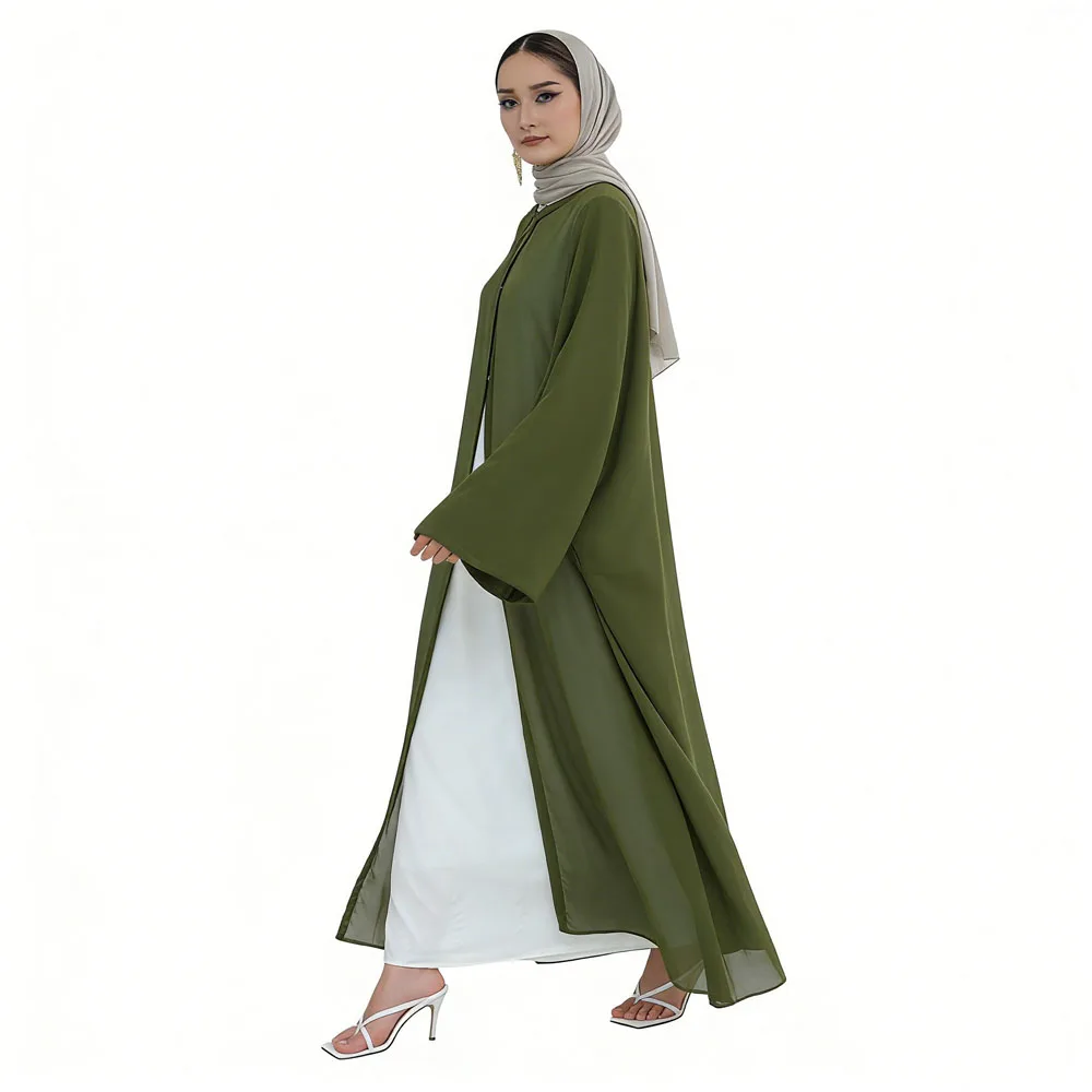 

Dubai Open Front Abaya Modest Women Muslim Hijab Dress Set Chiffon Long Kimono Turkey Kaftan Ramadan Marocain Femme Robe Arabic