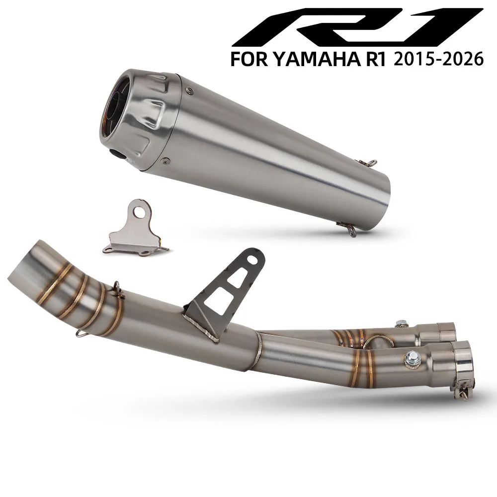 

R1 Exhaust Slip on Line muffler with DB Killer For Yamaha R1 R1M 2015-2026 motorcycle exhaust mid link pipe racing accessories