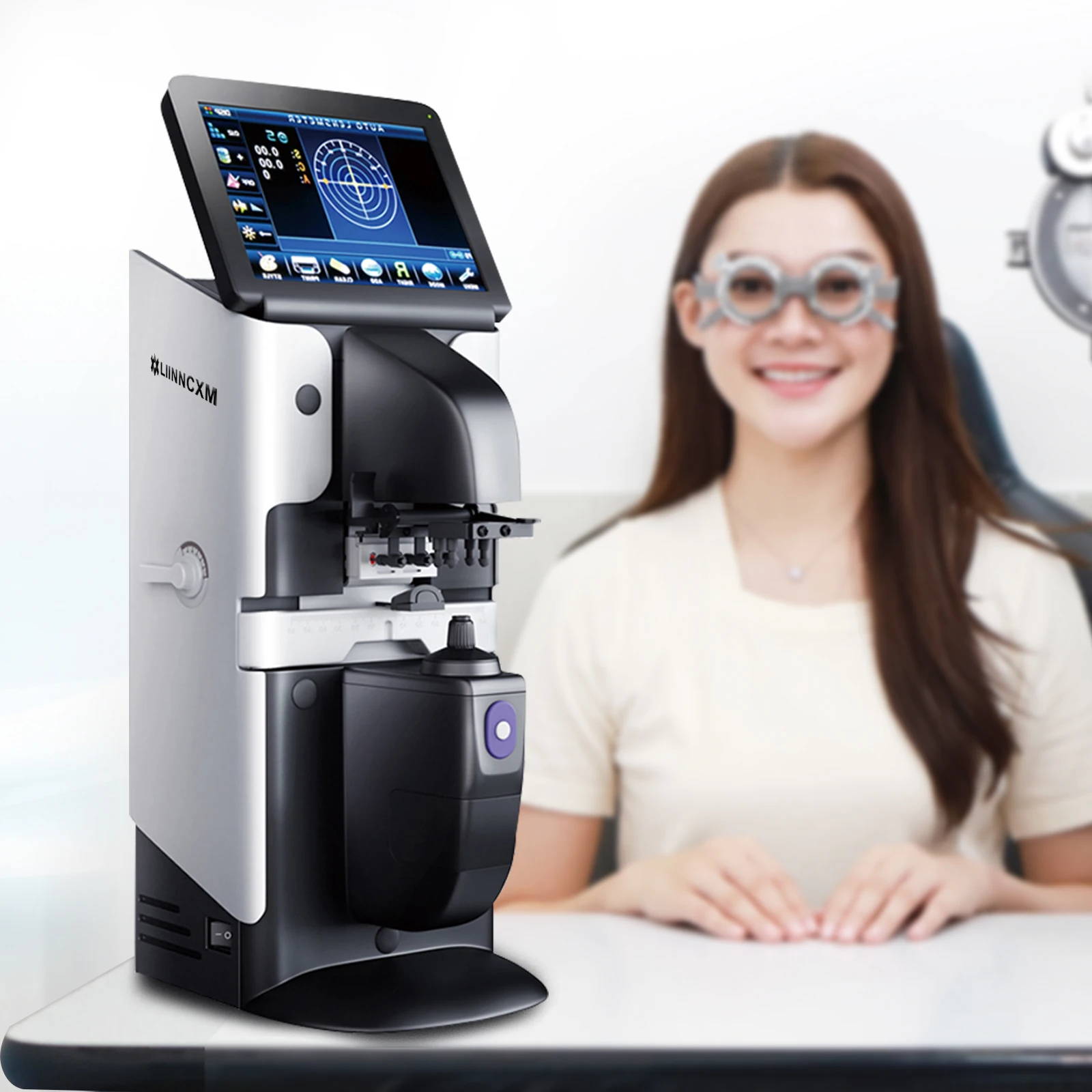 Auto Lensmeter Digital Focimeter with PD UV Printer 5.6''/7'' LCD Touch Screen Lensometer with Suitcase for Optical Measurement
