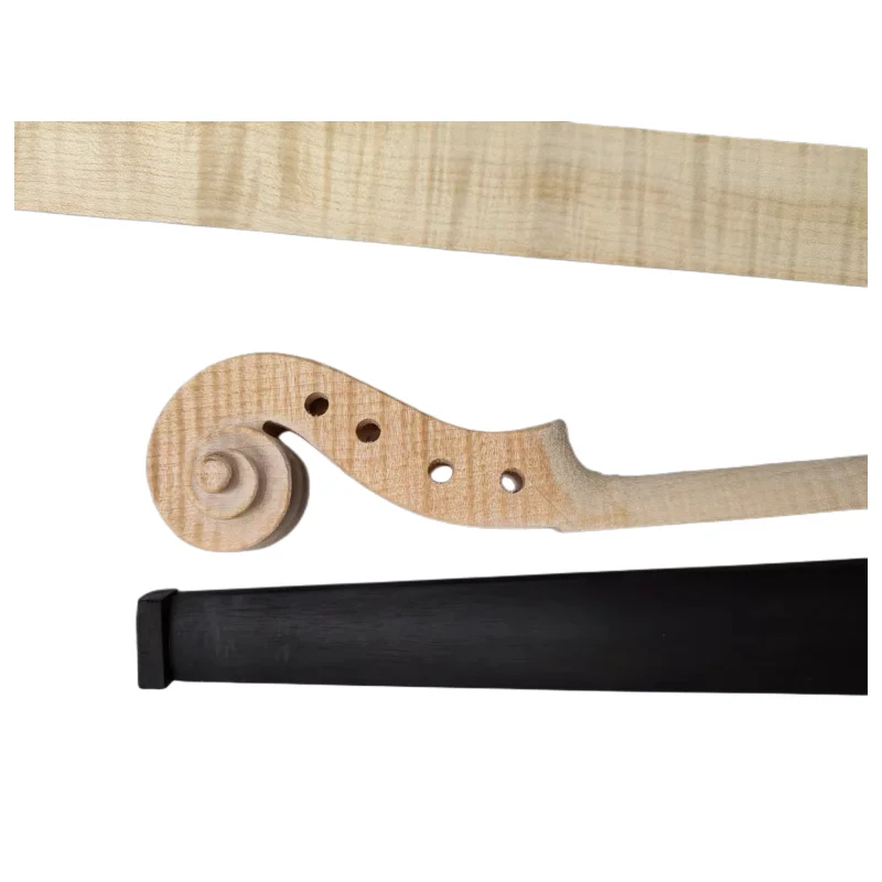 Flames 4/4 Violin Head Neck Ebony Fingerboard Fretboard Flames Violin Rib Side Blanks Maple Wood