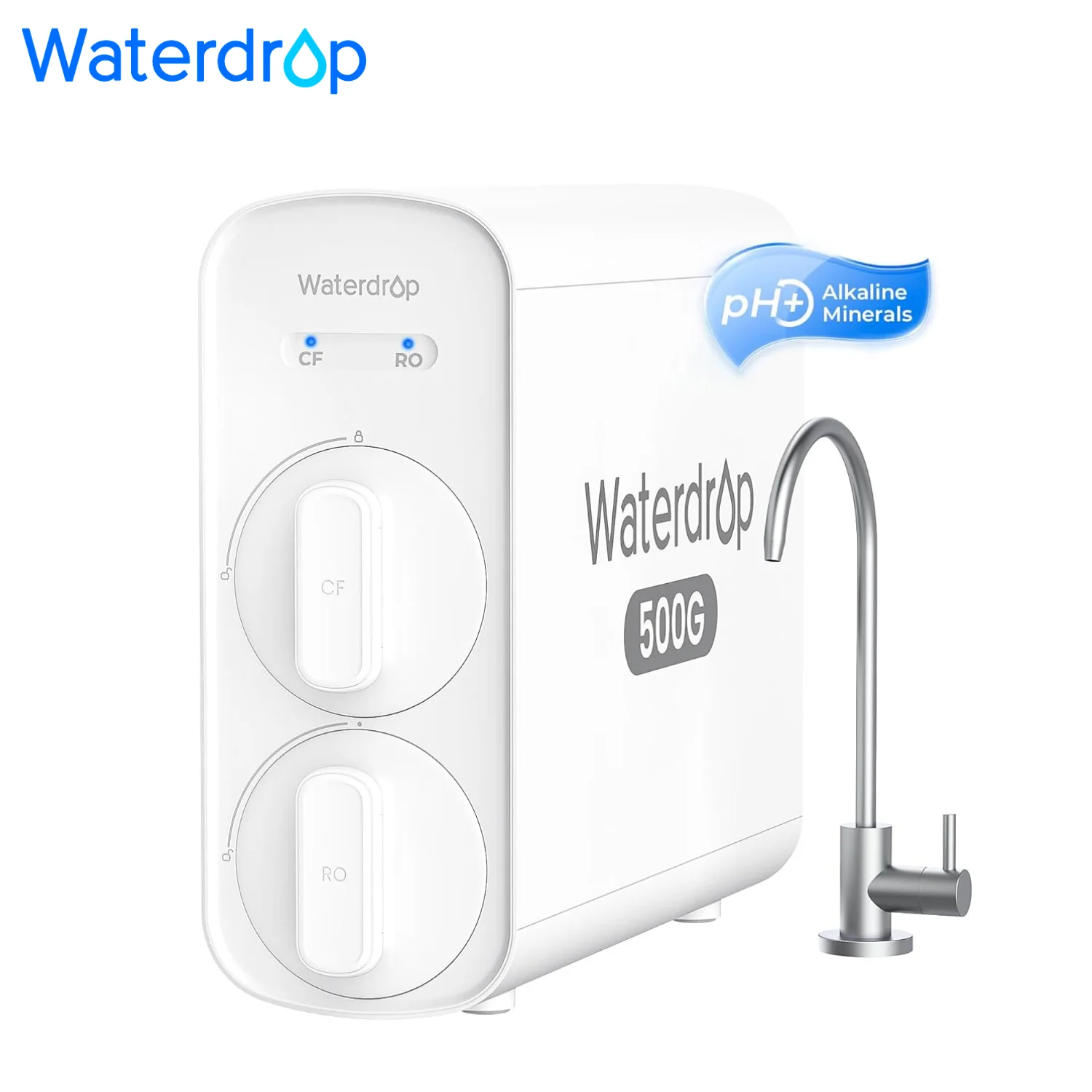 Waterdrop G5P500A Reverse Osmosis System, 8-Stage RO Filtration, Alkaline | NSF/ANSI 58 & 372 Certified, Alkaline Mineral pH+, Tankless RO Water Filter, 500 GPD, 2:1 Pure to Drain, Reduce TDS
