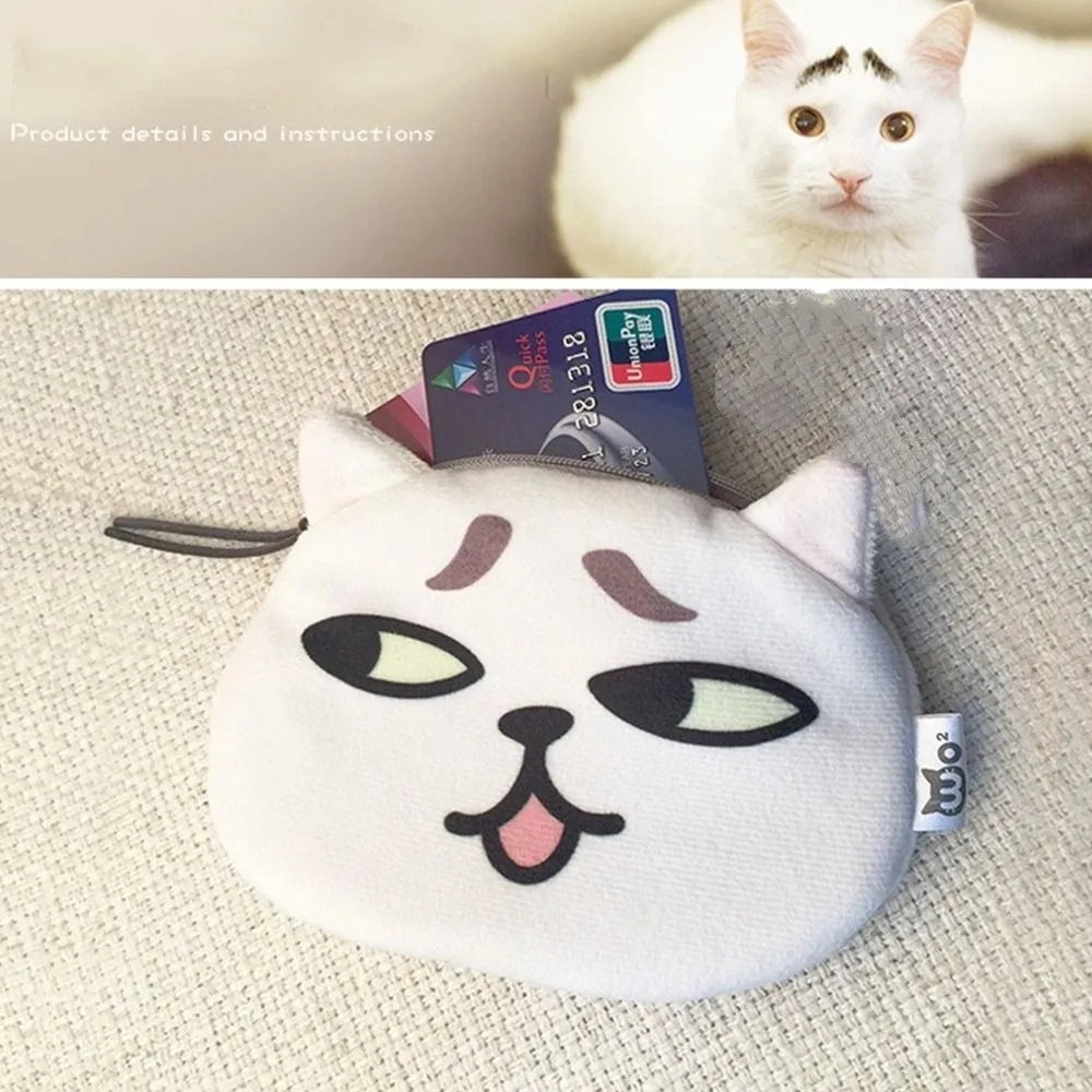 Data Cable Storage Bag Cat Expression Coin Purse Cute Pattern Cartoon Design Cat Earphone Bags Change Storage Bag Outdoor