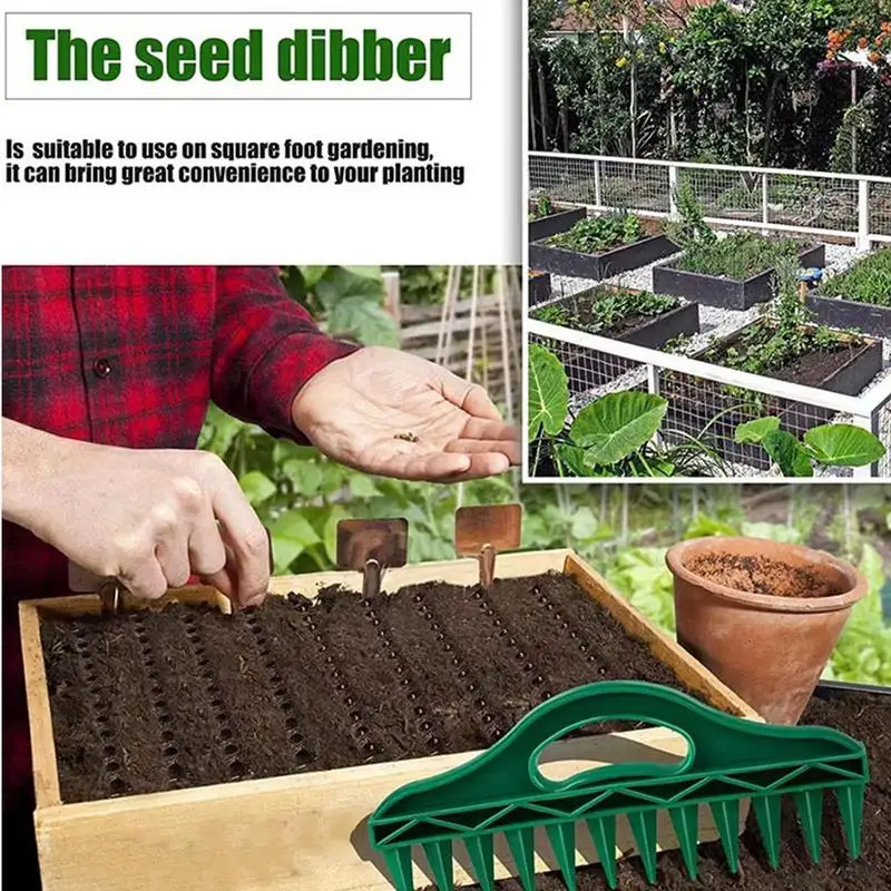 Seedling Dibber Garden Soil Hole Puncher Handheld Seedling Dispenser Gardening Dibber Planting Spreader For Garden Greenhouse