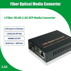 Convertitore multimediale in fibra SFP da 1,25 G/2,5 G Convertitore multimediale Ethernet, 2,5 G, RJ45, SFP + Convertitore multimediale con adattatore di alimentazione