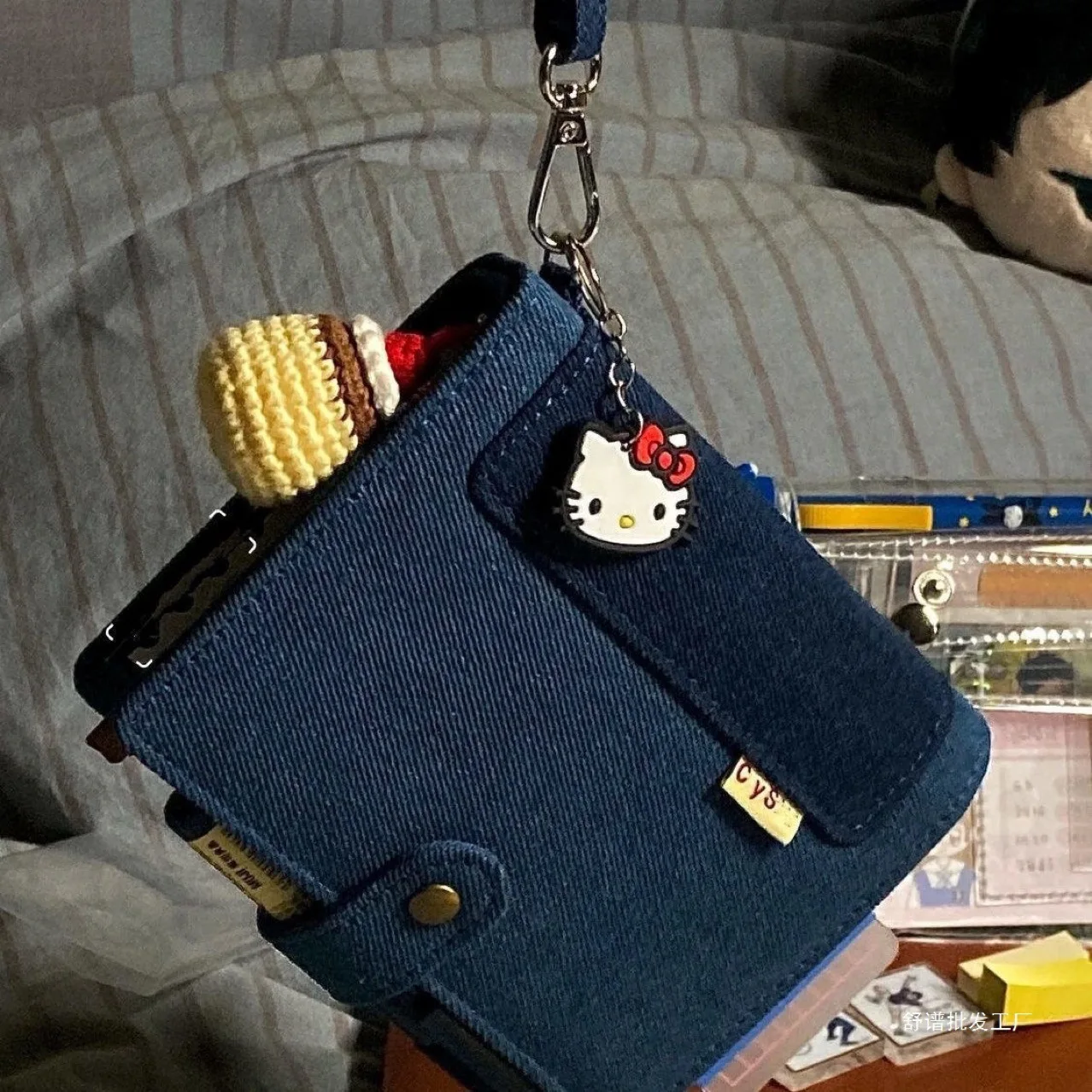 A7 Retro Denim Stoff Leder Blau Binder mit Innenseite PU Clip-on Notizbuch Loseblatt-Notizbuch – Detail 4