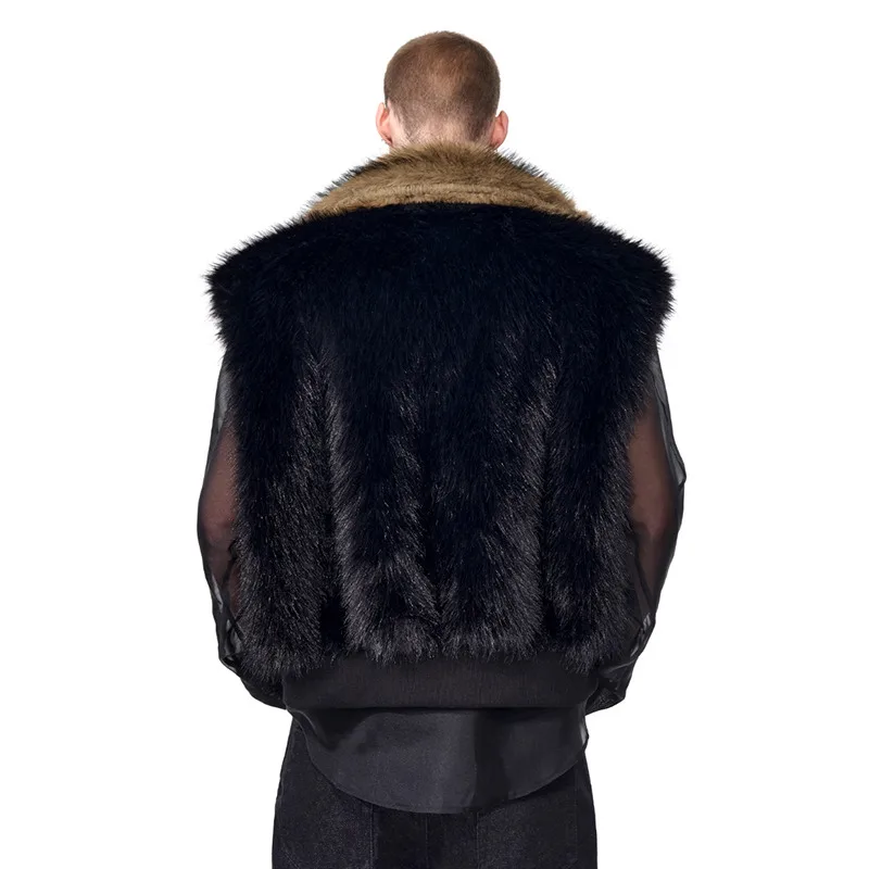 LUZHEN 2025 الشتاء الفاخرة مزاجه فو الفراء سترة دون أكمام معطف الرجال موضة عالية الجودة وسيم الدافئة الذكور صدرية JY4960 #3