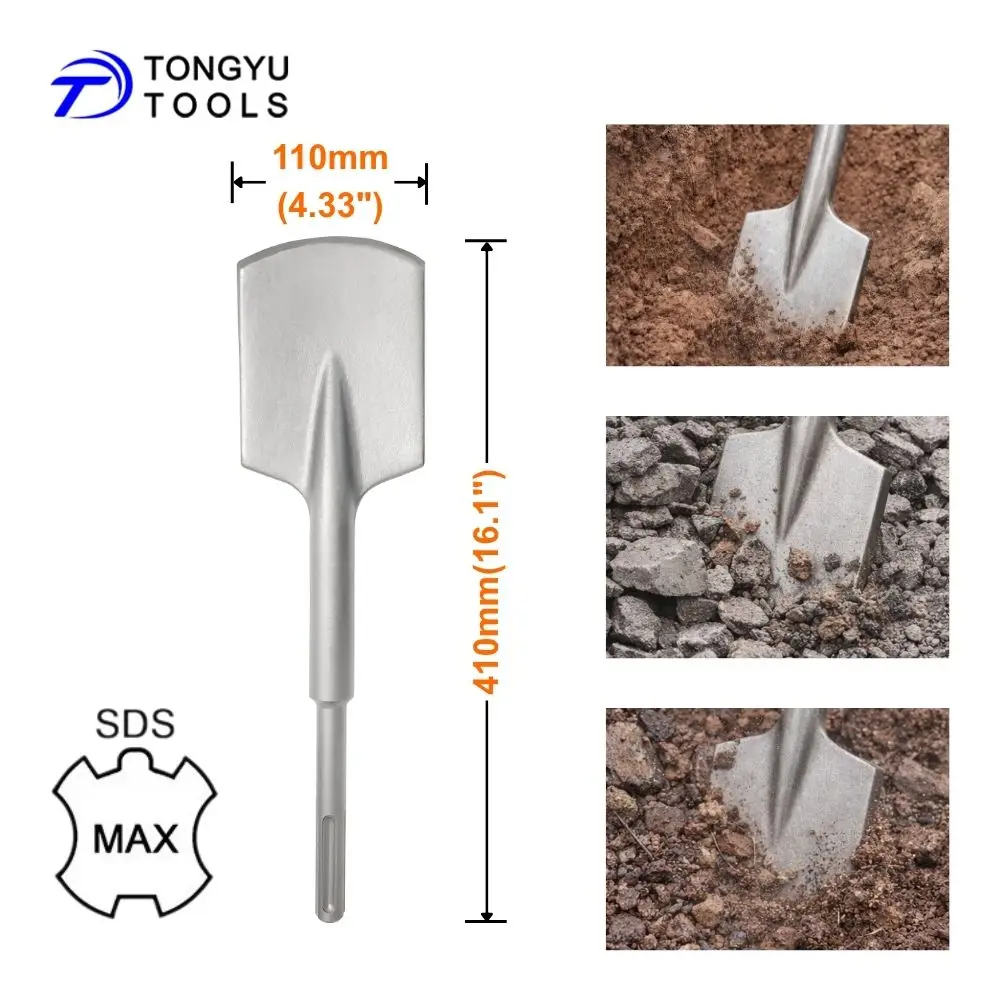 

SDS Max Clay Spade Shovel Chisel 110mm Wide Heavy Duty Digging Bit for Rotary Hammer Soil Clay Gravel