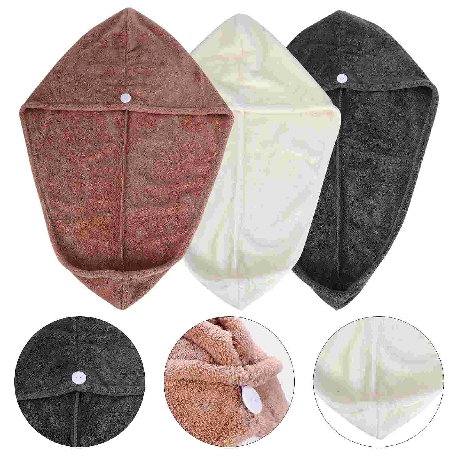 

3 Pcs Coral Fleece Dry Hair Hat Towel Cap Drying Towels Bathing Supplies Washing Absorbent Shower Breathable