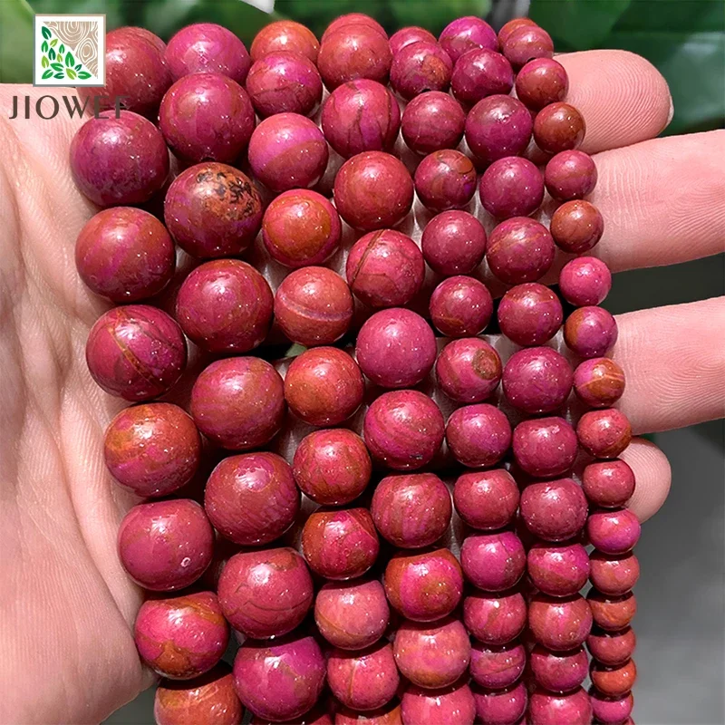 Natural Stone Red Malachite Jaspers Round Loose Beads DIY Handmade Bracelet Accessories for Jewelry Making 15'' 4/6/8/10/12mm