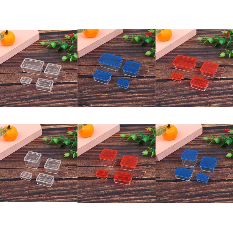 Z. 4pcs 1/12 Dollhouse Mini Fresh Keeping Box Lunch Box Model Kitchen Tableware Decoration