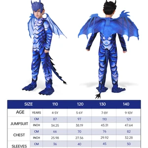 Bộ đồ liền thân Knight Frost Blue Dragon dành cho trẻ em, trang phục bữa tiệc lễ hội Halloween với mặt nạ đuôi cánh 10 Cánh Carnival bán hàng chính - №4