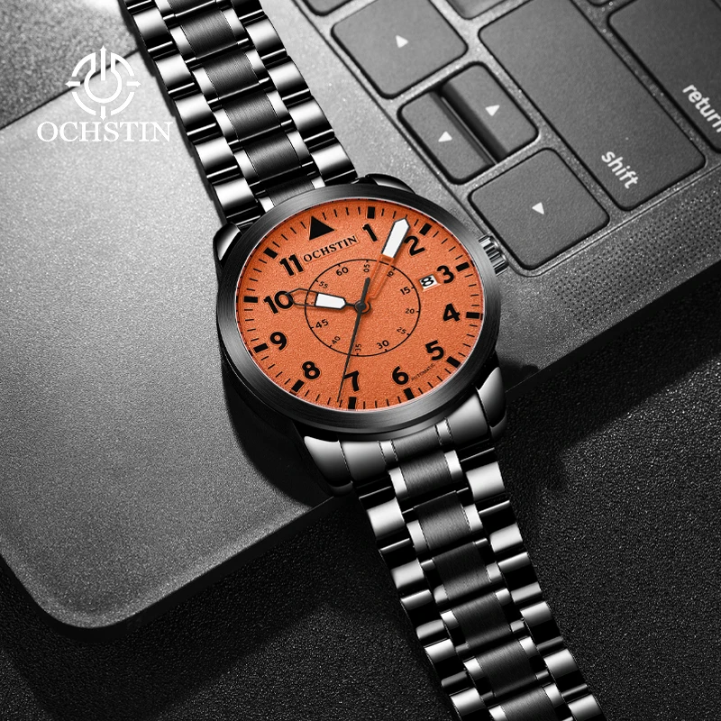 OCHSTIN Luminous Hand Hardened Glass Men's Master Collection Timeless Automatic Watch Stainless Steel Strap Waterproof Clock