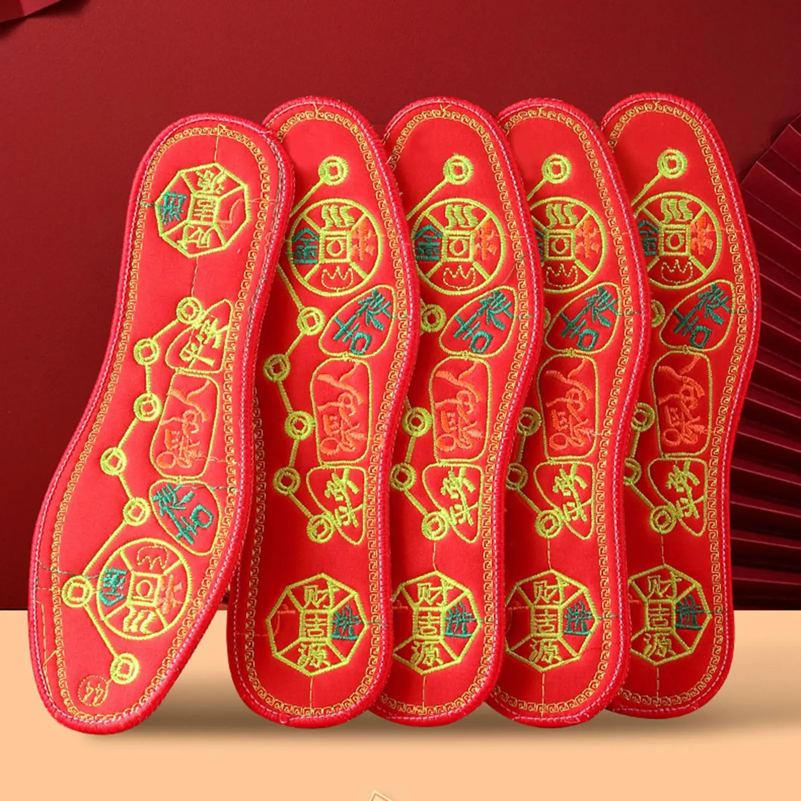 Red Embroidered Shoe Insole Support Cushion Breathable Pad for Work Shoes Running Sneakers Hiking Boots