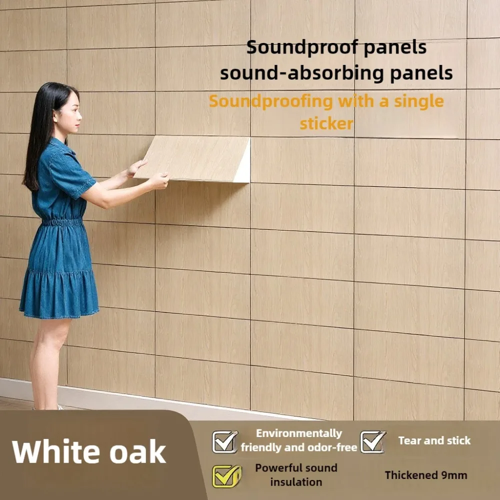 30x60cm 6pcs Polyester Fiber Soundproof Panel - Self-Adhesive Acoustic Foam for Bedroom Wall Studio Noise Reduction Peel & Stick