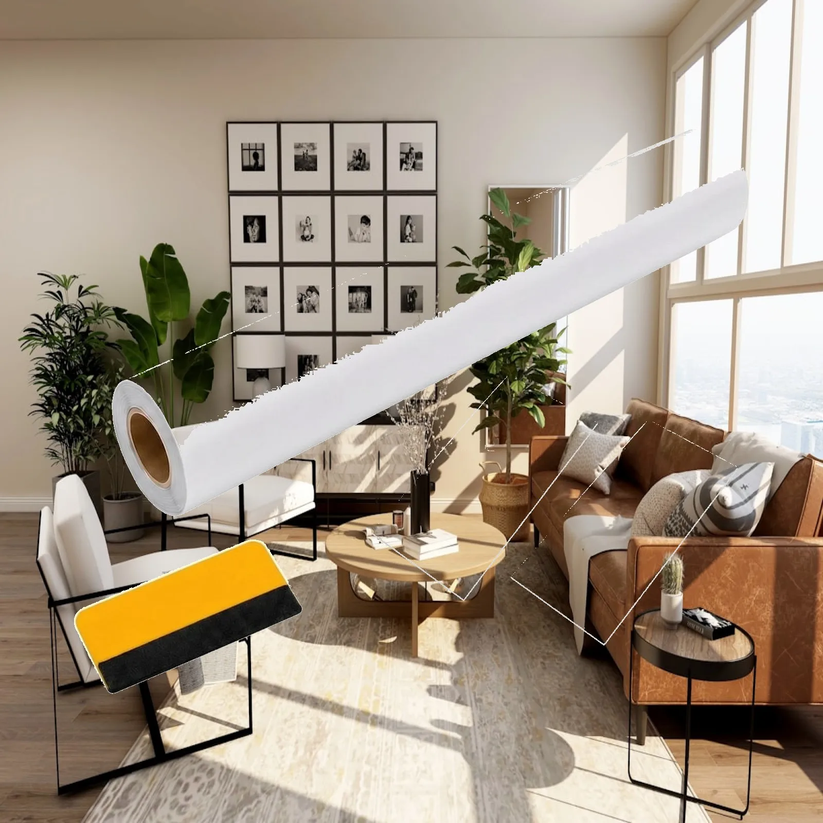 Protector Film with Scraper Transparent Furniture Protector Film Shielding Sheet Static Cling for Pet Owners, Tables