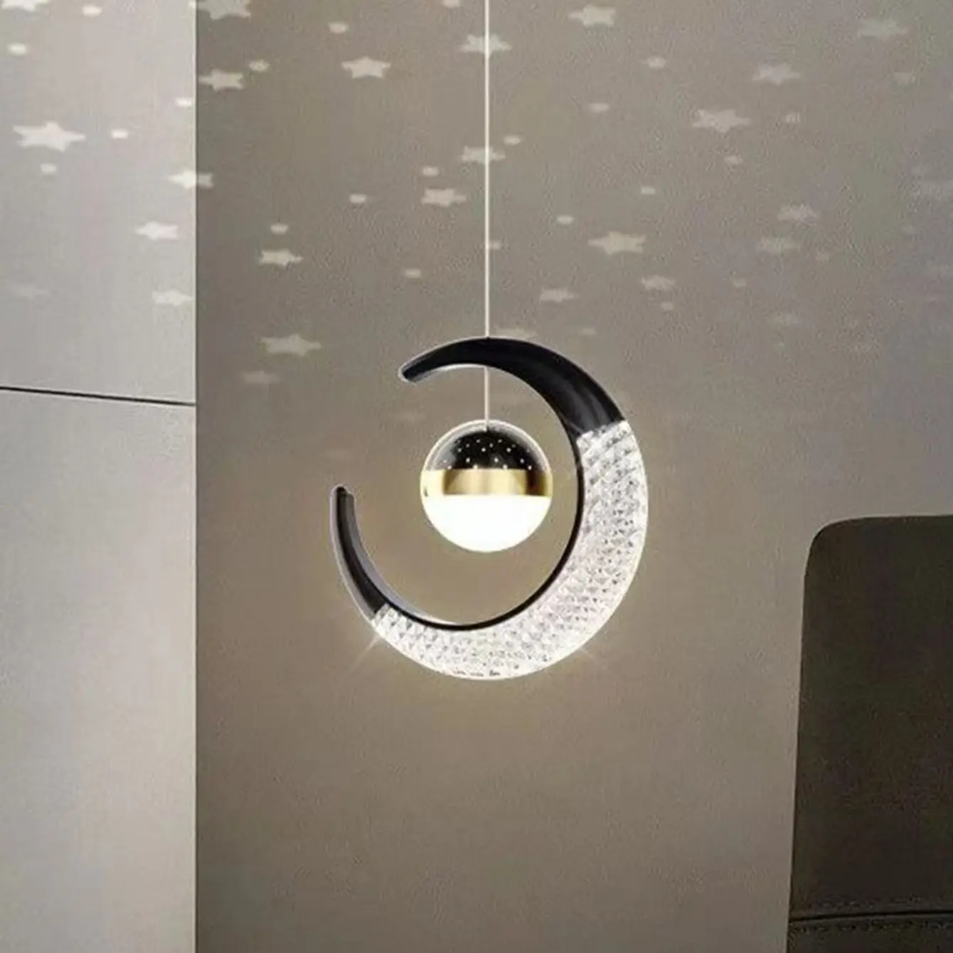 

Modern gold/black round clear crystal chandelier,dining room,living room,bedroom bedside indoor ceiling home lighting decoration