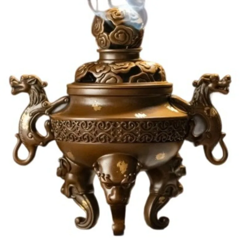 Household copper incense burner sandalwood incense indoor agarwood incense burner retro high-grade copper ornament