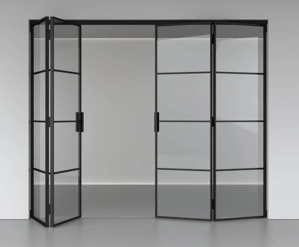 

Fashionable Casual Style Folding Door Save Space Soundproof Indoor Bifold Doors Narrow Aluminum Frame Glass Accordion Doors