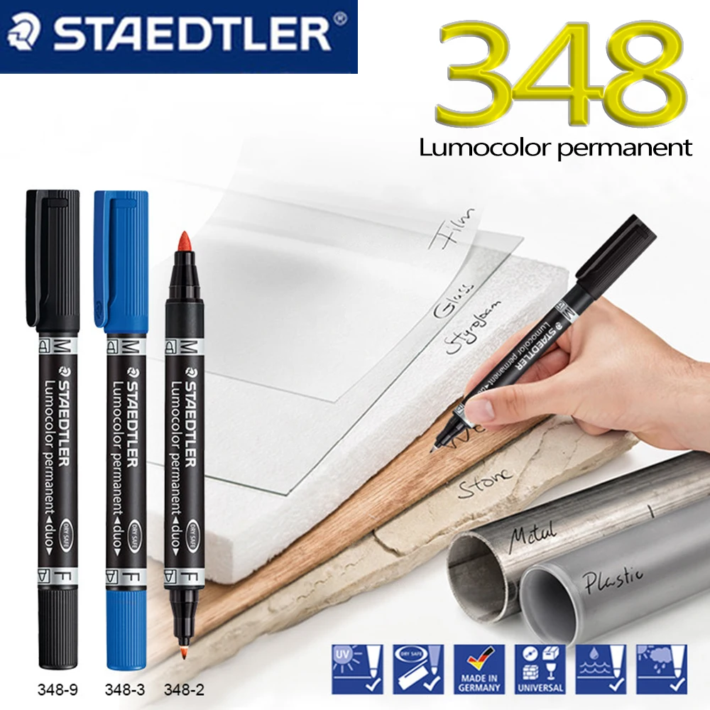 

1PC STAEDTLER Double-ended Marker Pen 348 Waterproof Low Chlorine Low Halogen Industrial Office Supplies Stationery