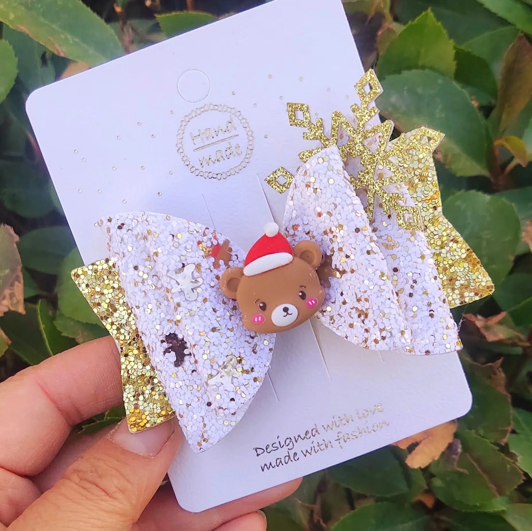 Picture 7: Thumbelina 3.5 Inch Lovely Santas Day Hair Bows for Girls Cute Hair Clips Headwear Hairpins Hair Accessories