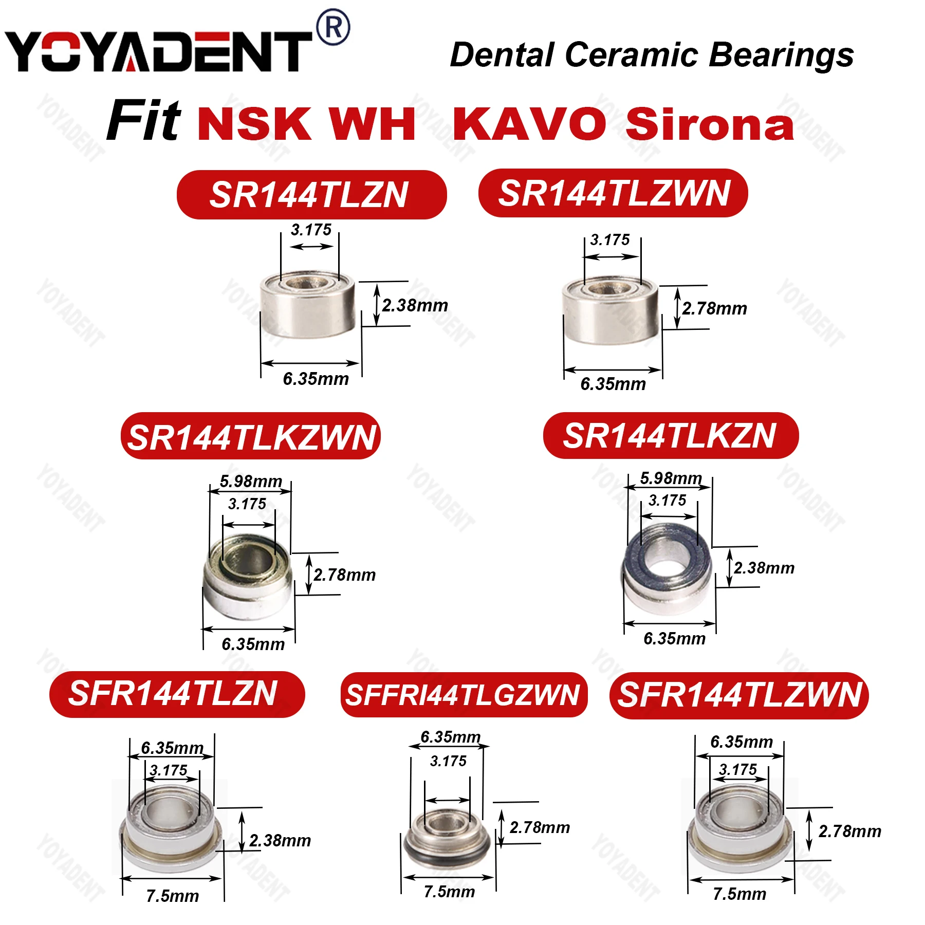 10Pcs Dental Bearing Ceramic Bearings For NSK WH KAVO Sirona High Speed Handpiece Dentistry Instrument Accessories