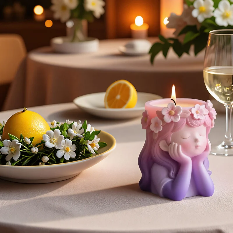 

4pcs Silicone Mold for Tree Stump Planter with Flower Girl - DIY Epoxy Resin, Candle Holder & Gypsum Craft