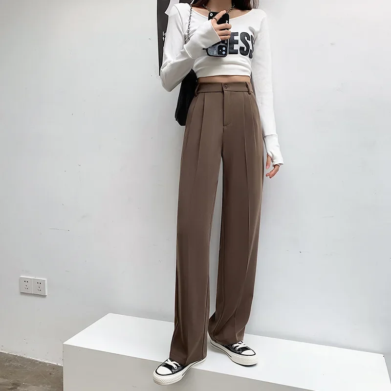 

Casual High Waist Loose Wide Leg Pants for Women Spring Autumn New Female Floor-Length White Suits Pants Ladies Long Trousers