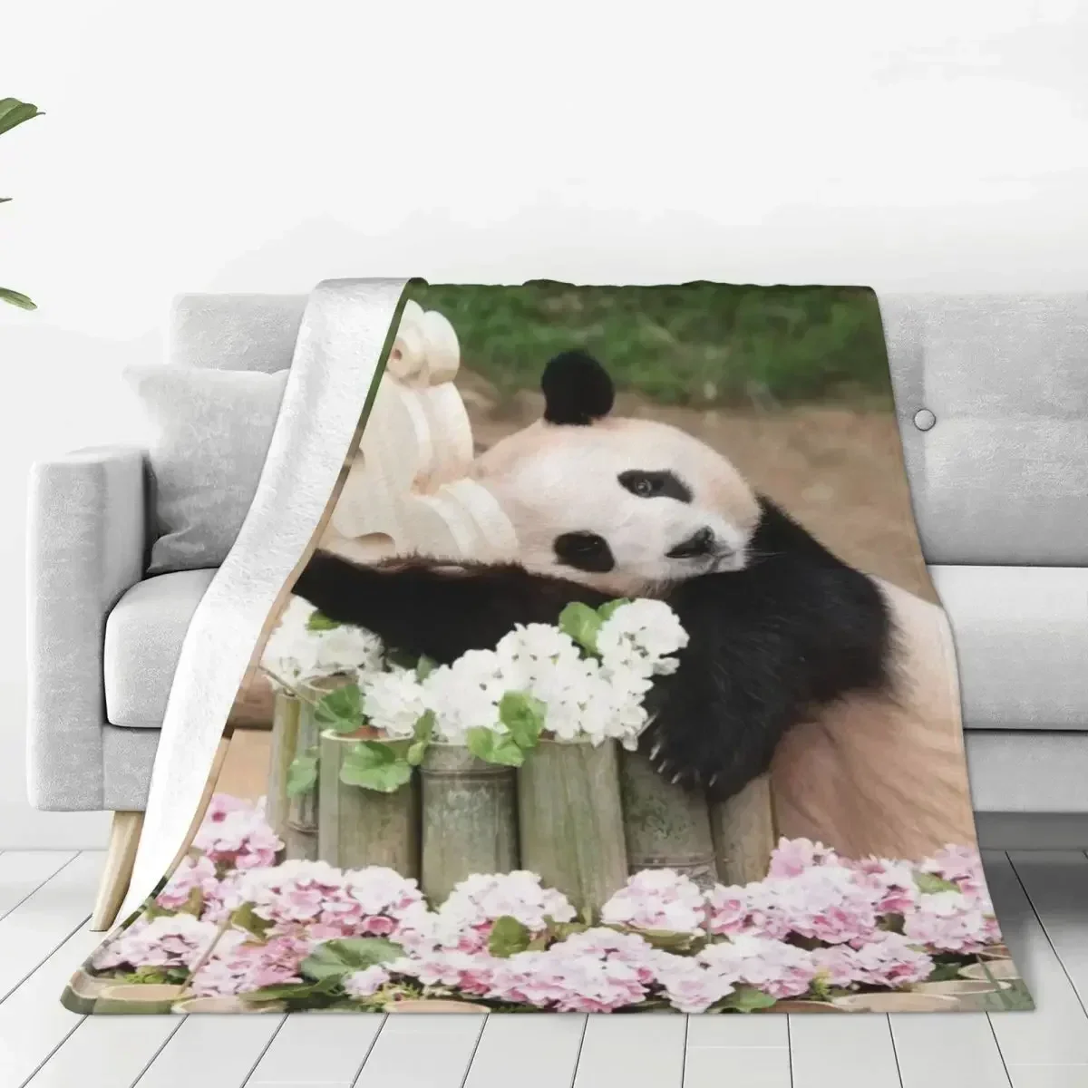 Fubao Panda Fu Bao Animal Blanket Soft Plush Sherpa Throw Blankets for Easy Care Machine Travel throw blanket