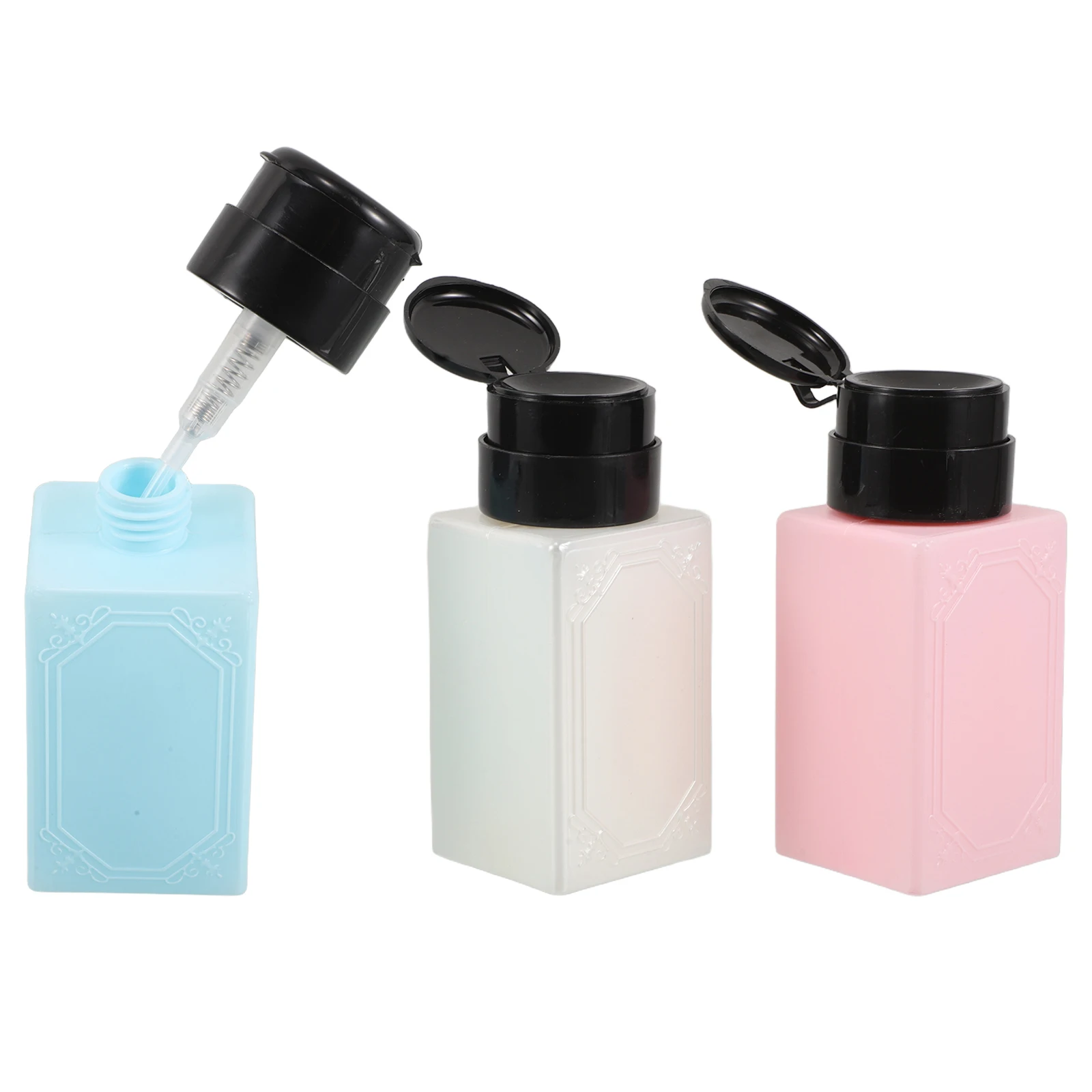 

3 Pcs 220ml Large Capacity Nail Salon Tools Supplies Pump Dispenser Empty Bottles Plastic Body Wash Alcohol Push Down Bottle