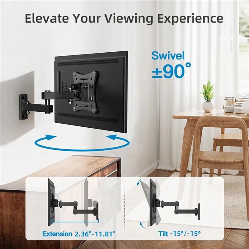 A99E-Full Motion Corner TV Wall Mount Bracket Holder Support For 10-32 Inch TV Swivel Tilts Adjustable Stand Monitor