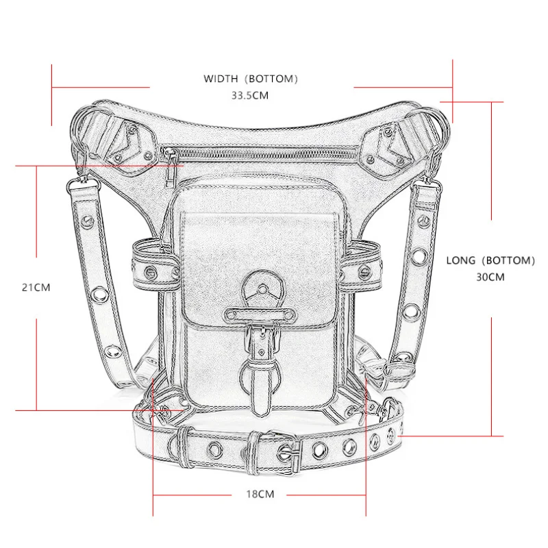 Riñonera con personalidad estilo Chikage Y2K, riñonera Punk euroamericana para conducción al aire libre, bolso de motocicleta de tendencia creativa para mujer