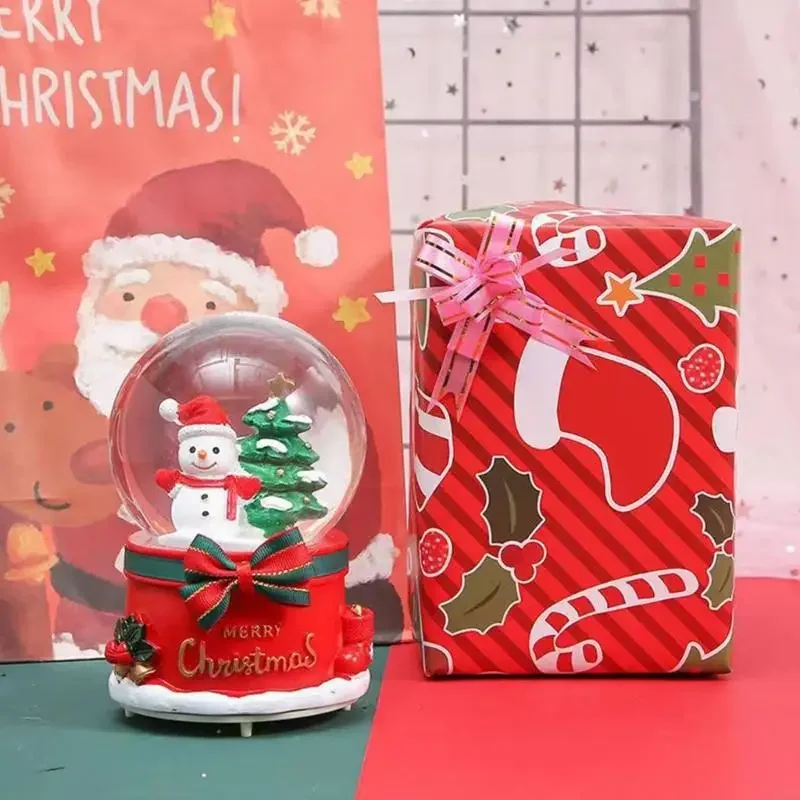 Elderly Snowman Crystal Music Box With Lighting And Festival Christmas Songs For Decors Shatterproof Base Design 87HA