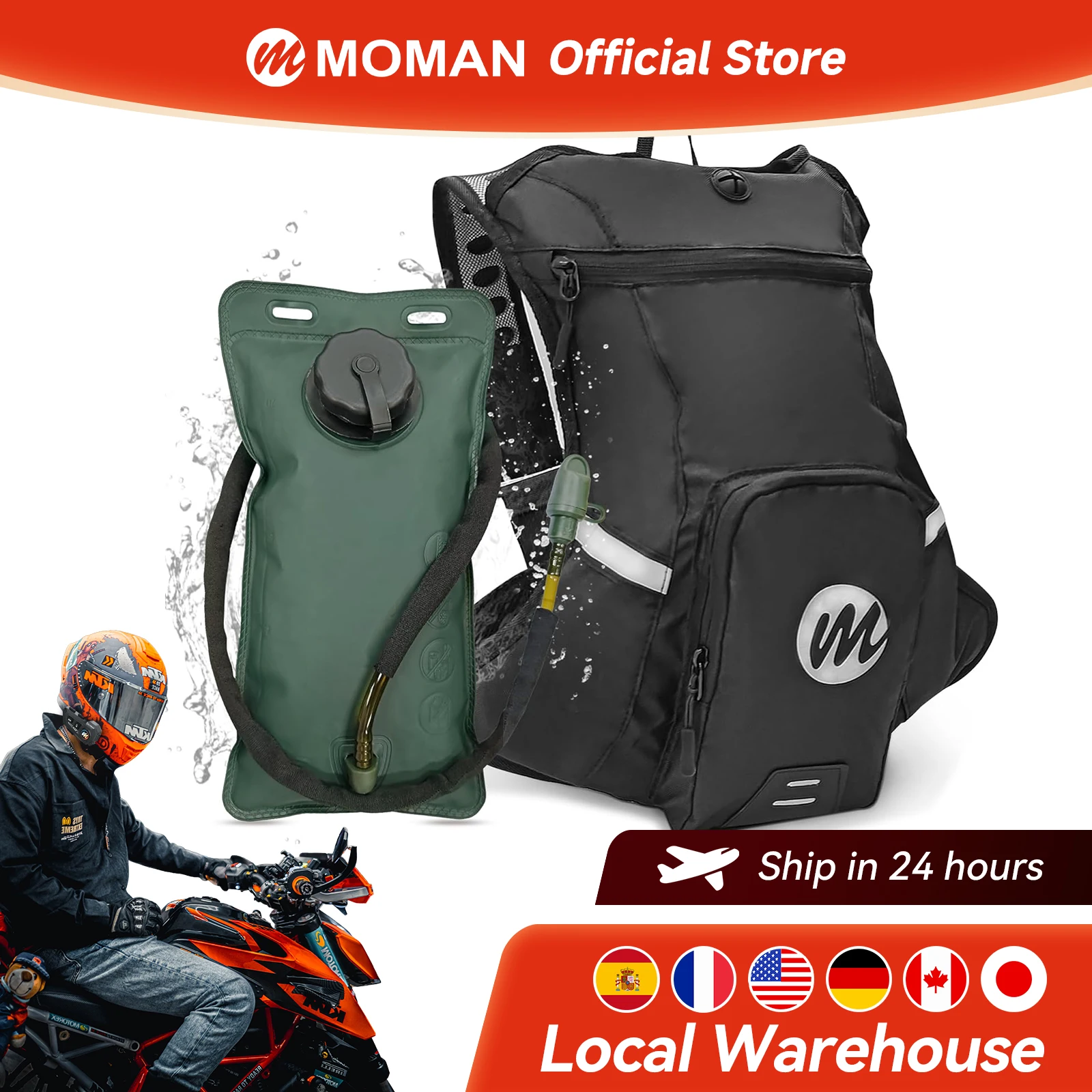 

Moman Hydration Backpack with 2L Water Bladder, 600D PU Durable Hiking Backpack for Hiking/Running/Cycling