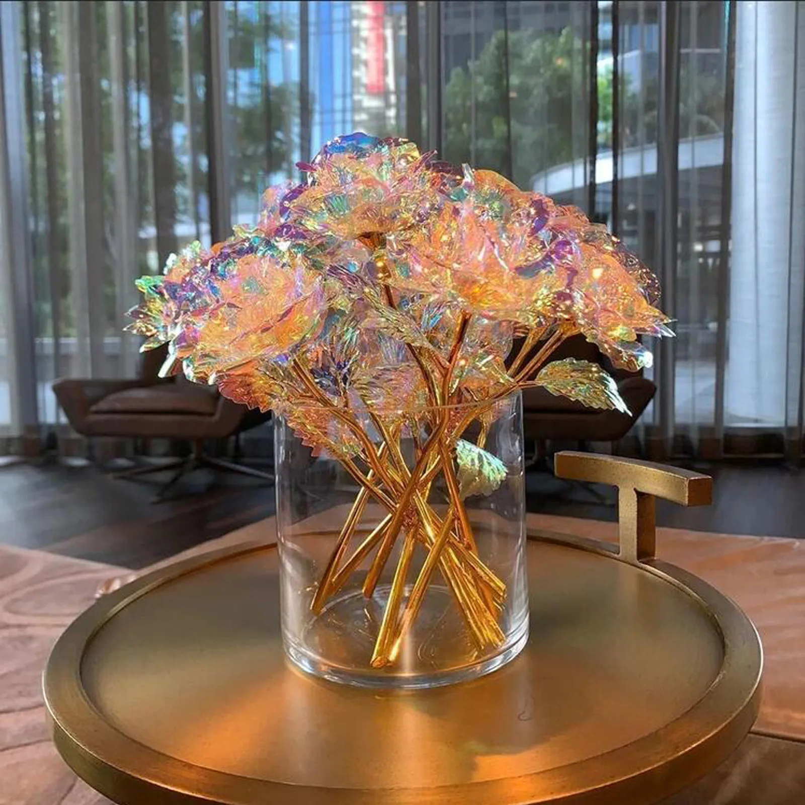 10/20/30/40/50pcs Eternal Galaxy Rose Gold Flower Foil Artificial Crystal Rose Valentines Day Gift Unique Gifts For Graduate