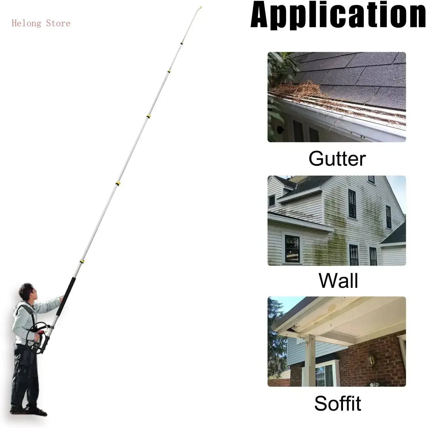 

[XMSJ]24 FT, Aluminum Telescoping Pressure Washer Wand with 2 Pressure Washer Extension Wands,Gutter Cleaner Attachment