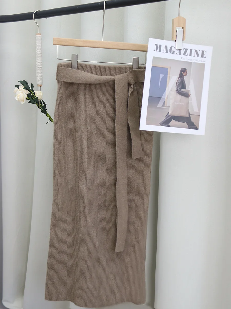 

Юбка Bunny Sister Date Day с бантом из меха енота, прямого кроя, с высокой талией, теплая, для повседневной носки, из нейлоновой ткани, с эластичным поясом