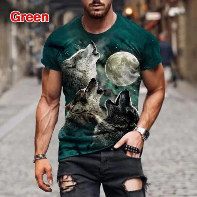 New Fashion Realistic 3D Wolf Printed T Shirt Men Women Cool Causal Loose T Shirt