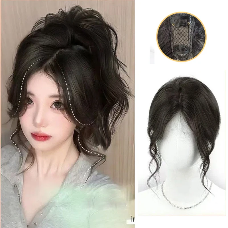 

Накладные пряди для волос 3D Bangs: невидимые бесшовные синтетические накладки на макушку, пряди-накладки на заколках, накладные пряди для волос