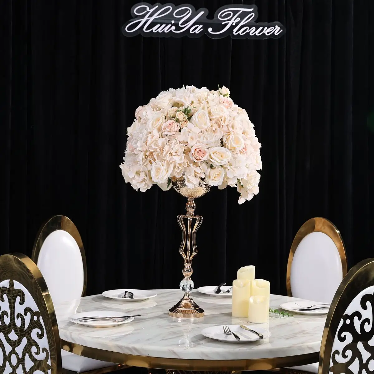 Weiße Rose Künstliche Blumenkugel Hochzeit Event Tischdekoration Kugel Party Bühne Wegführung Weiß Rosa Blumen Schaufensterdekoration – Detail 2
