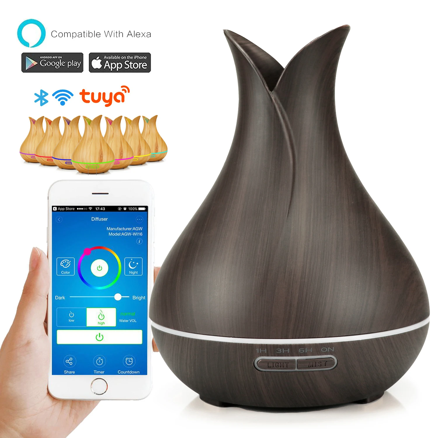 

WiFi Smart Air Humidifier 400ml Essential Oil Diffuser Aromatherapy Ultrasonic Air Humidifiers Cool Mist Sprayer Humidificador