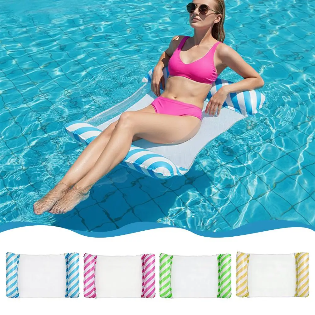 Foldable Inflatable Water Hammock Floating Lounge Chair Pool Float With Soft Mesh Base For Summer Vacation Party