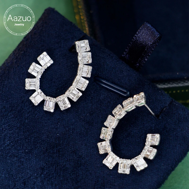 Aazuo Luxury Jewelry Custom 18K White Gold Real Diamonds 1.5ct High Quality Gift idears Hook Earrings For Women Senior Banquet