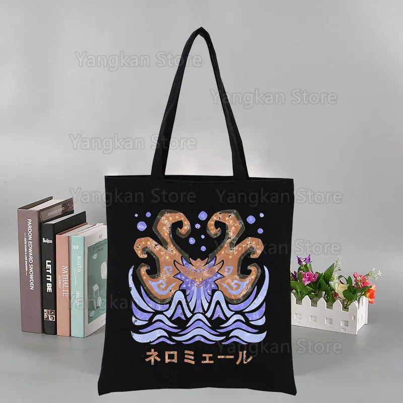 Monster Hunter Women Shoulder Bag Canvas Bag Harajuku Shopping Fashion Casual Handbags Grocery Tote Girls